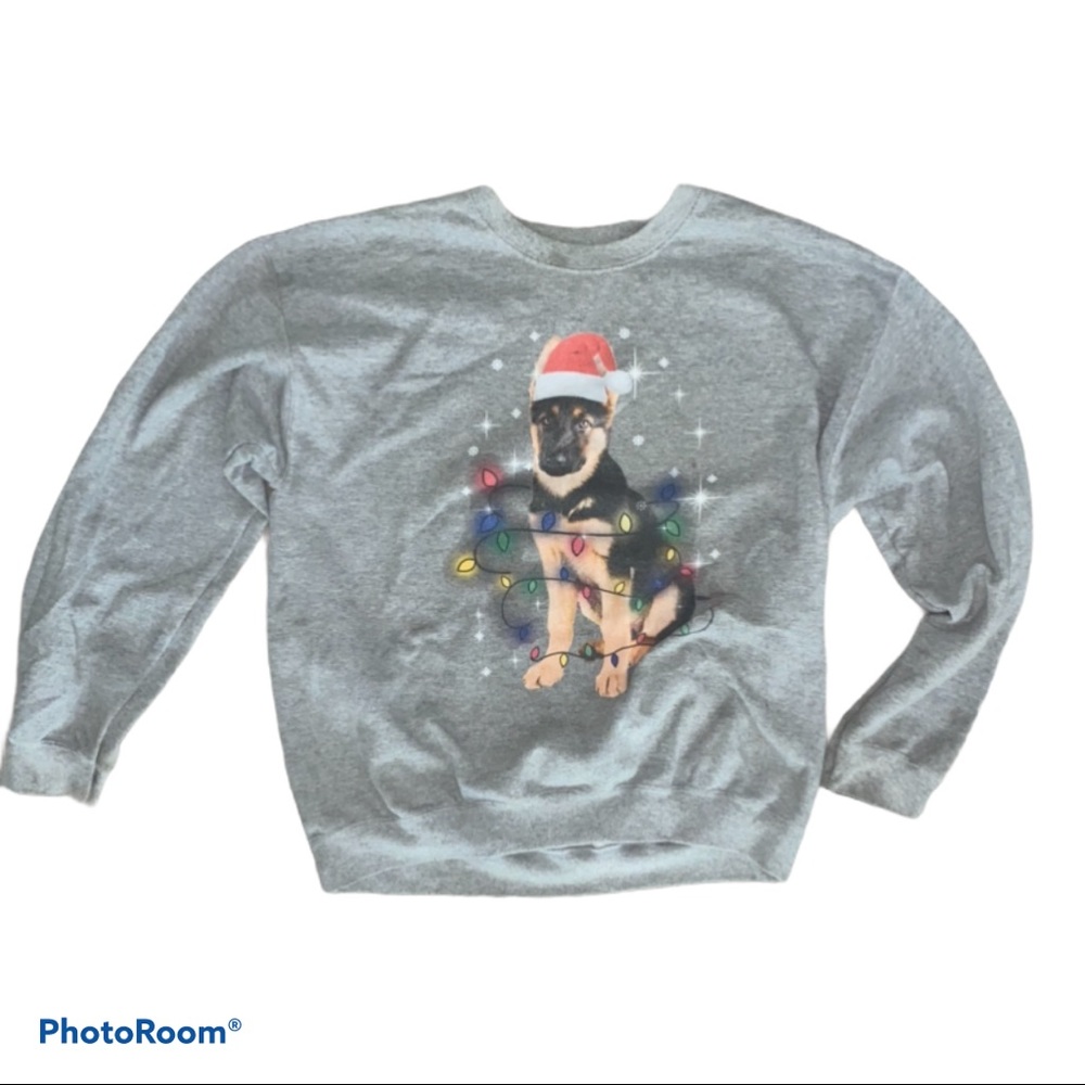 cute grey christmas crew neck sweatshirt